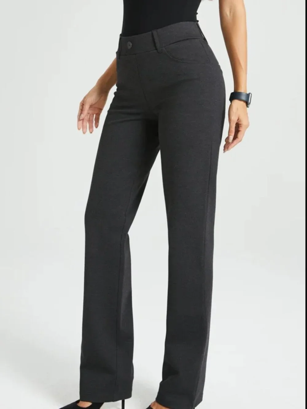 New Betabrand Charcoal Straight 7 Pocket Dress Pant Yoga Pants XLarge